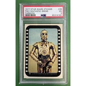 Star Wars 1977 Fantastic Droid Threepio Sticker Card #26 PSA 3 CERT#65314181
